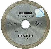 Диск алмазный отрезной 115х20 Hilberg Master Сeramic сплошной HM510